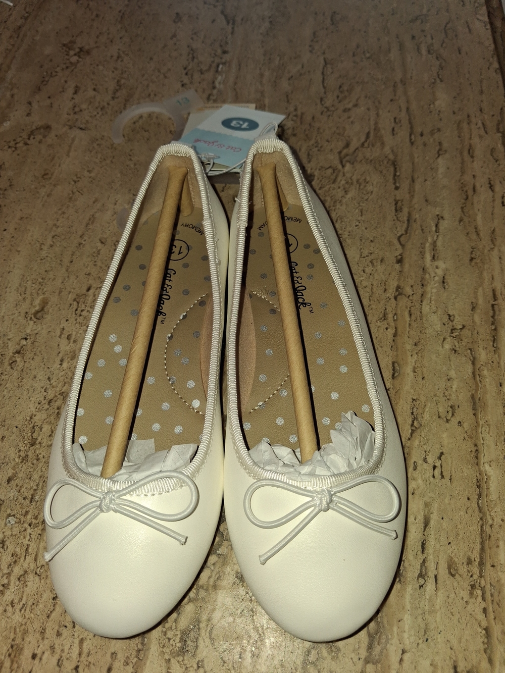 Cat & Jack Cream Ballet Flats with Bow